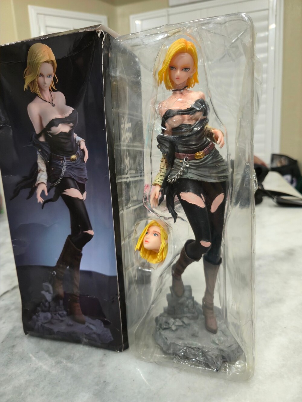 Dragon Ball Android 18 Figure With 2 Face Parts Dragon Ball 12' (Damaged Box)